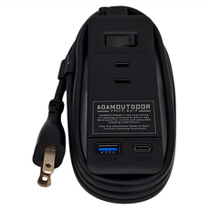 ADAMOUTDOOR 3座擴充QC/PD延長線 1.1M USB充電 戶外潮流風格 工業風結構設計, 黑色, 1個