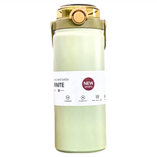 316不鏽鋼 彈蓋雙飲水壺 大容量 自帶提手 雙飲口, 綠色, 1.2L, 1個