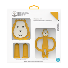 MATCHSTICK Monkey 咬咬猴 動物造型固齒器/手指牙刷禮盒組, 獅子萊恩, 1盒