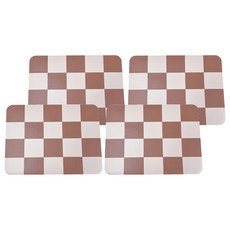 沐慕家居 MYU 防滑皮質餐墊 30 x 40cm, 咖色棋盤格, 4個