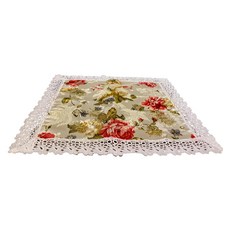 J&N 花語絲絨蕾絲桌墊 2入, 40 x 40cm, 金色, 1組