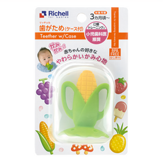 Richell 利其爾 咬咬固齒器 Q彈不傷牙齦 安全矽膠材質, 固齒器 + 透明收納盒, 玉米, 1個