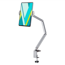 Ermutek 二木科技 鋁合金懸臂夾式平板手機懶人支架 CNC加工, DM-019-S, 銀色, 1個