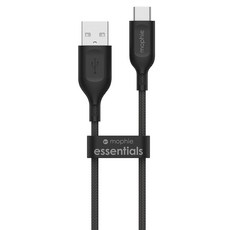 mophie essentials USB-A to USB-C 編織快速充電傳輸線，鋁合金 尼龍編織，100cm/200cm，黑色/白色, 1條