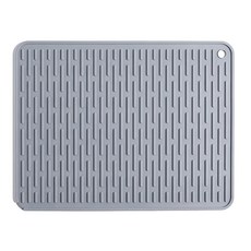 好物良品 食品級矽膠瀝水多功能餐墊防燙隔熱墊, 淺灰色, 1個