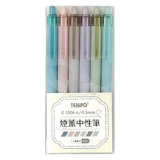 TEMPO 節奏牌 煙薰中性筆 6色包 0.5mm, 多色, 2包
