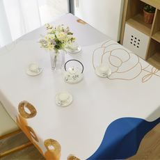 北歐風牛津布防水餐桌布, 174 x 136cm, 素玫金圈, 1個