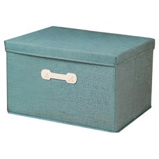 小麥購物 棉麻掀蓋式收納箱 特大, 綠色, 1個