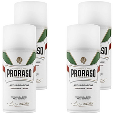 PRORASO 敏感肌刮鬍泡 白標 植萃綠茶, 含燕麥, 舒緩刮鬍敏感, 300ml, 4瓶