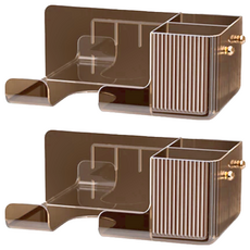 RYDOLL 無痕免釘壁掛 吹風機置物架, 尺寸21.8cmX11cmX8.6cm, PET/PP材質, 透咖色, 2個