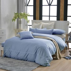LoveCity 寢城之戀 台灣製 200織100%純棉 大鐘印染 簡約素色風 薄被套(177), 1入, 天幕星藍