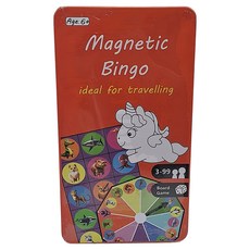 YouRPUZZLE 鐵盒桌遊-Bingo連連看G2899, 磁性連線遊戲，旅行便攜，親子互動益智玩具, 遊戲特定色盤, 1入