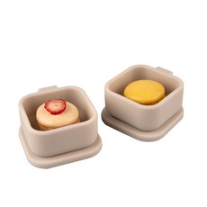 INUIBEBE 寶寶食品矽膠小容器 Set 3個, 沙米色, 食品級矽膠 -25°C~200°C, 1組