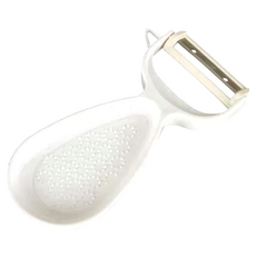 KAI 貝印 House 刮皮器柄部有磨泥板 不鏽鋼刀刃 ABS耐熱材質, 白色, 1個