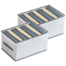 衣物分隔收納盒 9格 Set, 網紗款設計透氣, 可摺疊節省空間, 四邊加厚提手, 44.5 x 23.5 x 17.5cm, 顏色隨機, 2個