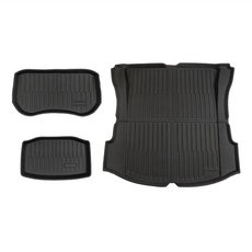 Model 3 條紋款前後車箱墊三件組，汽車後備箱墊，防水耐磨易清潔, 條紋款