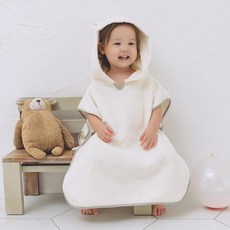 kontex MOCO Q萌熊耳斗篷式連帽浴巾, 1個, 小白熊 白色