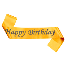 生日背帶 Happy Birthday, 160 x 9.5cm, 金色, 1個