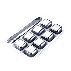 FUJI-GRACE 富士雅麗 頂級304不銹鋼環保冰塊組, 重複使用, 快速冷凍, 飲料不變調, 附贈優質冰夾, 1盒