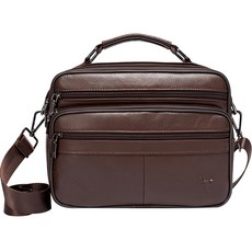 BLUEMOUNT 男用休閒牛皮斜背包 APZ803, 棕色