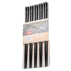 瑞典廚房 日系合金筷子/環保筷/耐熱筷 不易變形, 單品, 黑色 + 銀色裝飾環, 5雙