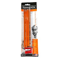 GENERAL'S 將軍牌 558/557 炭精筆 (附贈削筆器) HB/2B/4B/6B+白色, HB/2B/4B/6B + 白色, 4支