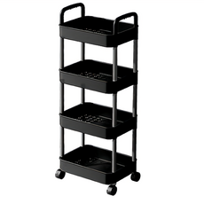 小麥購物 小推車置物架 C374 1165g, 黑色, 4層