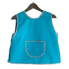 素色葫蘆型滾邊花紋輕便圍兜, Cotton35%+Polyester65%, 10號, 藍