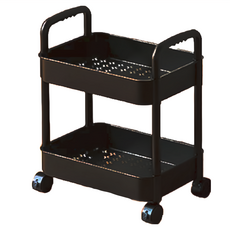 小麥購物 小推車置物架 C374 625g, 兩層黑, 2個