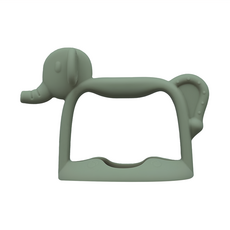 tgm 不吃手白金矽膠穿握固齒器, 適用3個月以上寶寶, 舒緩長牙不適, 鍛鍊口腔肌肉, 固齒器 + 收納盒, G綠色小象, 1個