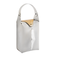 FANCY LIFE 掛式面紙袋 灰色 簡約皮革面紙收納袋, 12 x 8 x 19cm