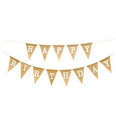 生日三角拉旗 Set 繩長2米 寬13高18公分 需自行DIY組裝, 1個, 生日快樂 卡其色