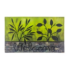 G+居家 橡膠植絨迎賓地墊 生意臨門, 綠色, 1個