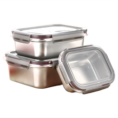 FRANCASINO 弗南希諾 不鏽鋼保鮮盒 304不鏽鋼材質 食品級PP+矽膠圈 0.65L/1.3L/2.25L, 3件, 1組