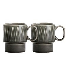 sagaform Coffee & More 咖啡杯 250ml 灰色 Relief Pattern 2入 組, 2個