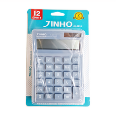 JINHO 京禾 12位元計算機 JH-2891, 太陽能/電池 雙重電源供應, 藍色, 1個