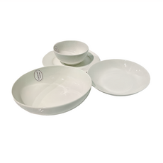 JUST HOME 純白新骨瓷12件組 H0221-11A, 6個飯碗 + 2個平盤 + 2個湯盤 + 2個圓缽, 純白色, 1組