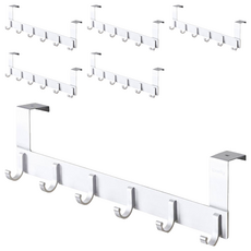 妃妃嚴選 太空鋁門後掛鈎 6鈎, 經典白 鋁製, 2個