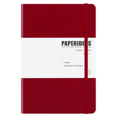 PAPERIDEAS A5 硬皮 方格 筆記本，100g 無酸紙，188頁, 酒紅色, 1本