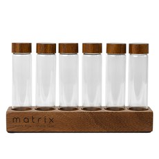 matrix 胡桃木蓋咖啡豆玻璃試管密封保存罐 6個, 1組, 木色 + 透明