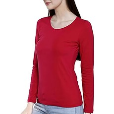 減齡超彈力保暖上衣 95%莫代爾纖維+5%彈性纖維 黑/白/駝色, L, 紅