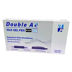 Double A Silk Gel Pen 中性筆, 0.7mm, 黑色, 速乾型, 1盒