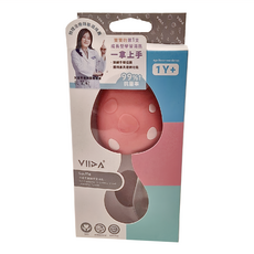VIIDA 抗菌不鏽鋼學習湯匙, 360度四面皆可抓握, 99%抗菌率, 適用年齡1Y+, 甜心粉, 11.8 x 5.2 x 3cm, 1支