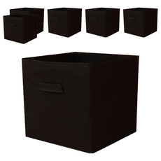 小綠豆居家百貨 可折疊無蓋收納箱, 有效節省空間，方便收納，不易沾附灰塵，方便擦洗, 28 x 28 x 28cm, 黑色, 6個