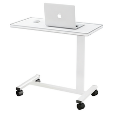 床邊桌 118 白色，移動方便、高度可調，多功能用途