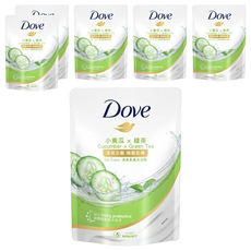 Dove 多芬 Go Fresh 清爽柔膚沐浴露 補充包 小黃瓜 x 綠茶, 親膚益生元小分子, 580g, 6包