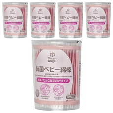 西松屋 Smart Angel 超細紙軸多功能抗菌嬰兒棉棒 200支, 5盒