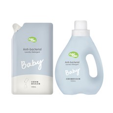 nac nac 抗菌防螨嬰兒洗衣精 1.2L 1瓶 + 1.1L 7包, 8.9L, 1組