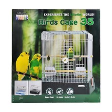 LillipHut 麗利寶 舒適快潔鳥籠 35型 白色，尺寸: 360 x 340 x 430mm，易清潔，防污外漏, 1個