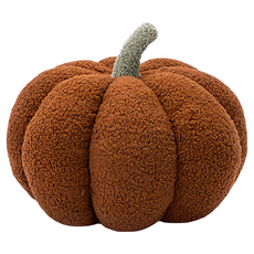 Mega 北歐毛絨南瓜造型抱枕，混色系，短泰迪毛絨, 30 x 30 x 25cm, 棕色